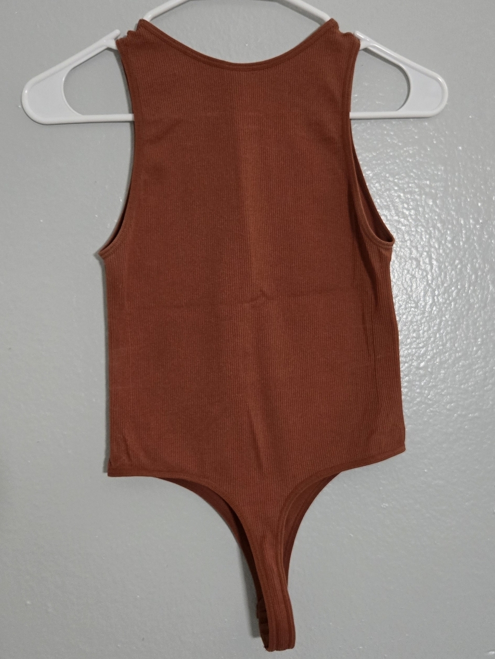 Rust Ribbed One-Piece Bodysuit - Picture 2 of 5